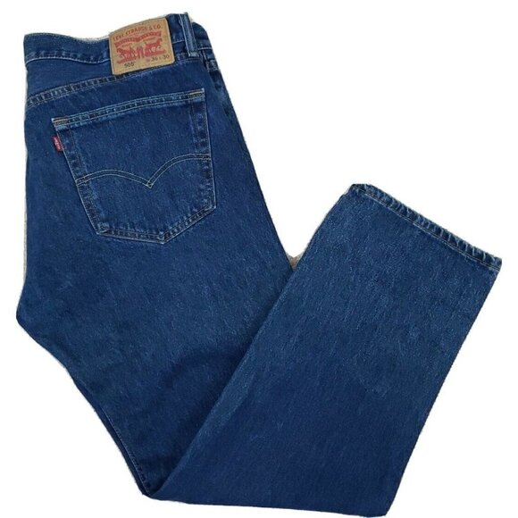 Levi's 505 ~Men's Size 36/30~ Blue Denim REGULAR Fit Straight Leg Jeans Cotton. - Picture 7 of 12